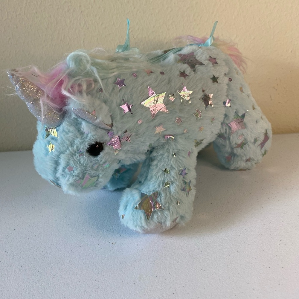 Olly & Me Unicorn Child Plush Purse Ballet Blue Sliver Fleck Damaged Chain (F)